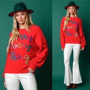 COPY - Merry Everything Lurex Red Christmas Sweater